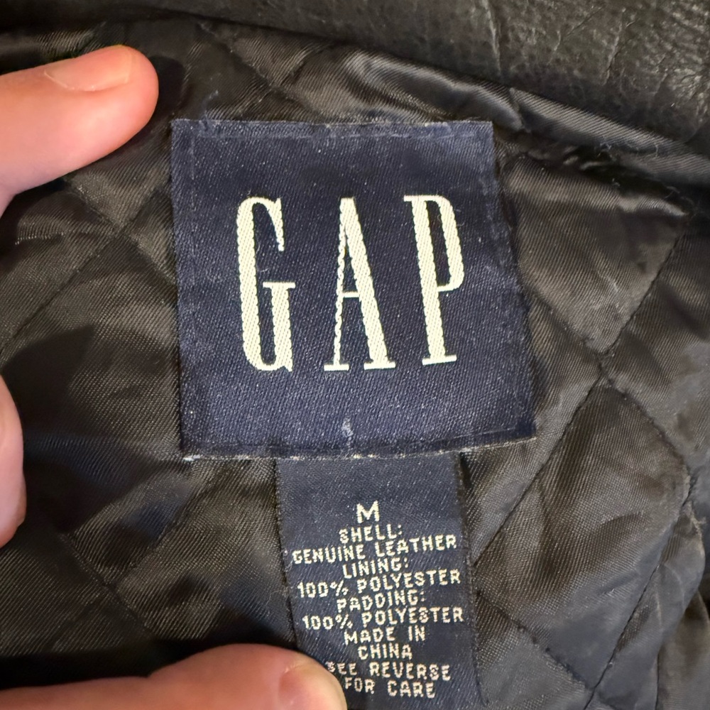GAP Men’s Vintage Black Quilted Leather Jacket